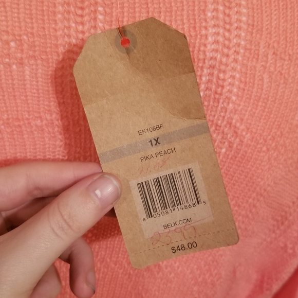 Red Camel Peach Knit Top sz 1X NWT - Picture 4 of 4